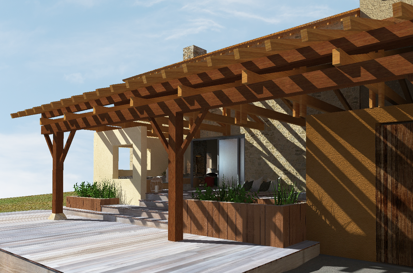 Aménagement d'une terrasse couverte bois